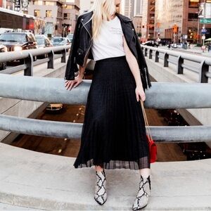 Vintage Patra Black A-Line Chiffon Midi Skirt Size 10